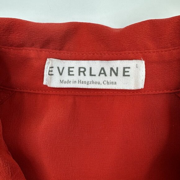 Everlane Women's Red The Washable Silk Relaxed Designer Sleeveless Shirt L/C42 - Picture 7 of 11